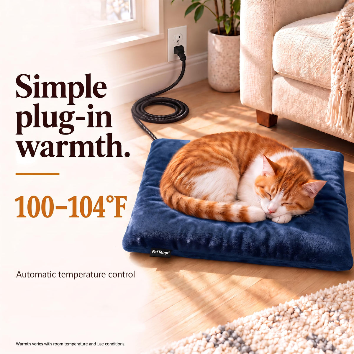 Cat Heating Pad (Blue / Small: 16" x 13" x 1.6")