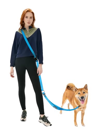 Hands Free Dog Leash with Seatbelt Set (Blue / 63-95‘’)