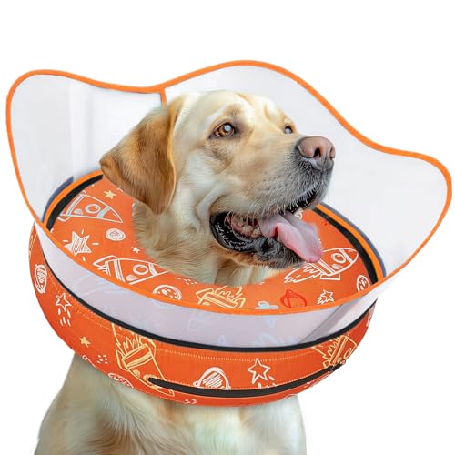 Elevated Inflatable Dog Cone Collar to Stop Licking (Orange / M(Neck 9"-12.5"))