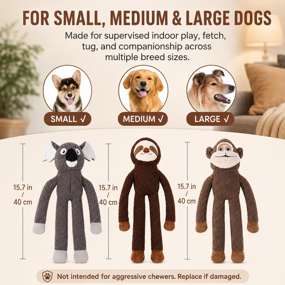 No Stuffing Dog Toys (monkey)