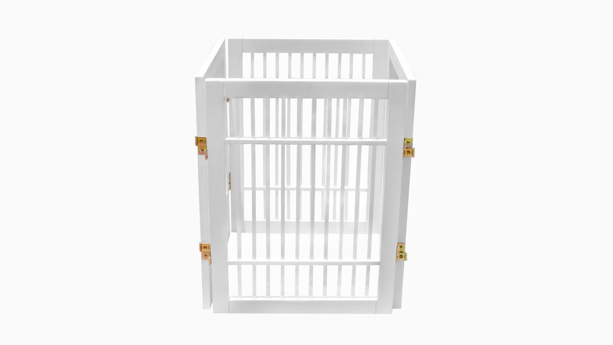 Pet Dog Gate Freestanding (4 Panel 24" Tall / White Pet Gate)