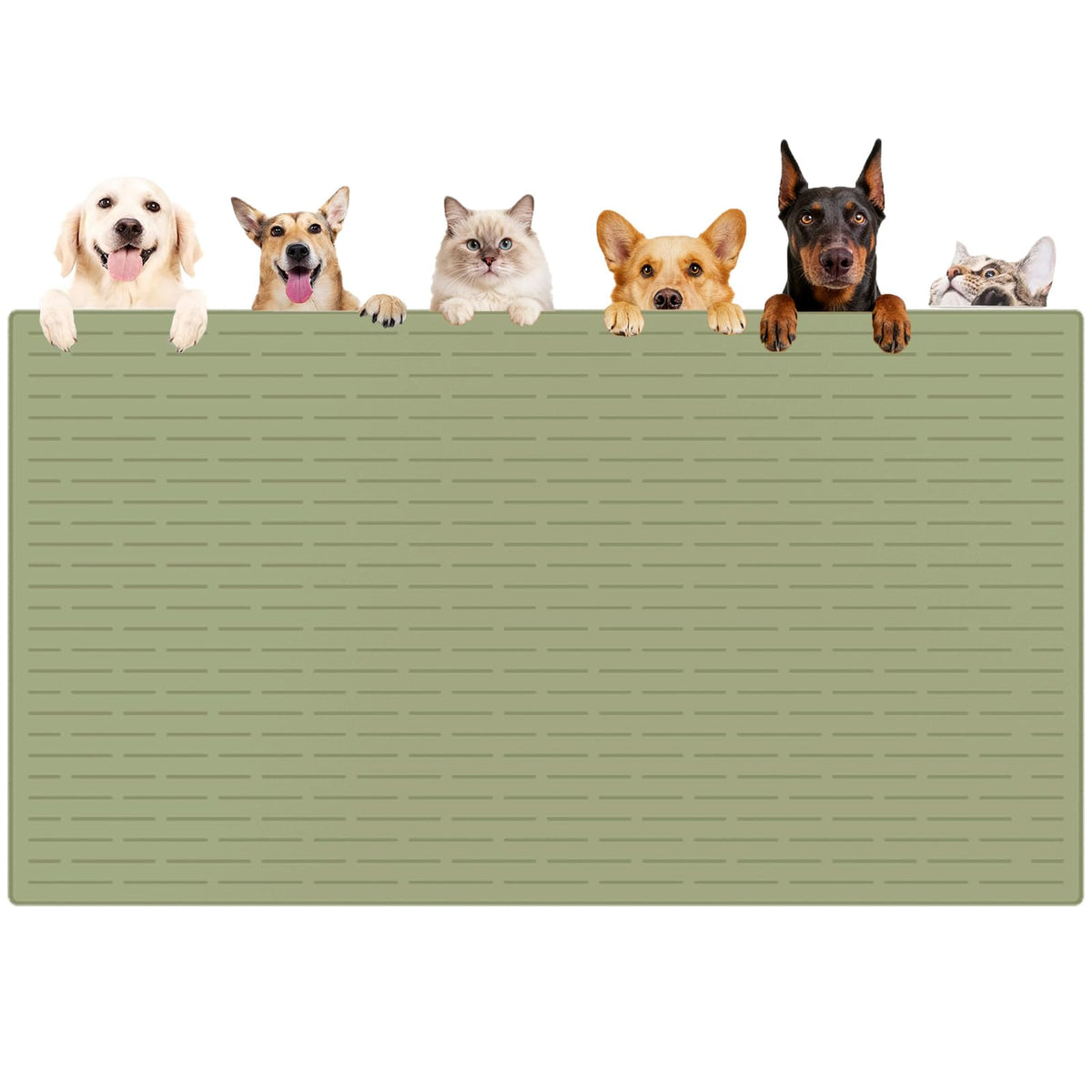 XXXXL Largest Pet Food Mat (Gray Green / 51.2"L x 25.6"W)