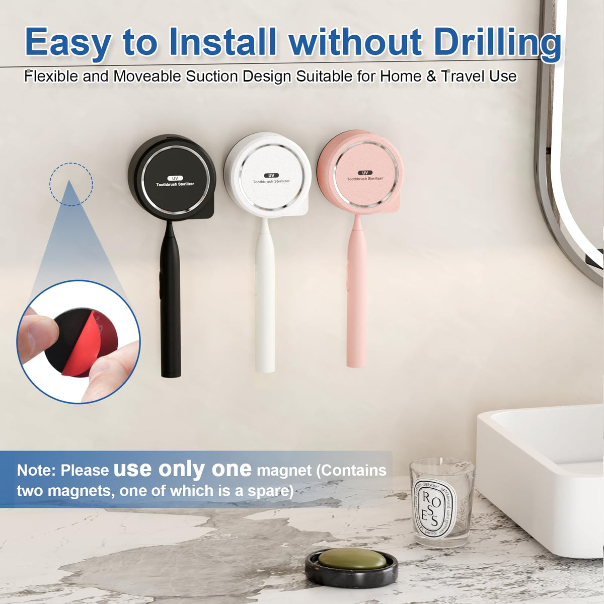 UV Toothbrush Sanitizer Holder (White)