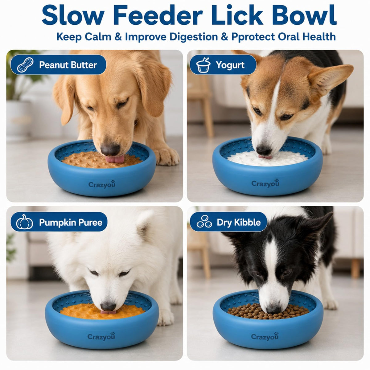 Silicone Dog Lick Bowl with Bone Chew Toy (Small)