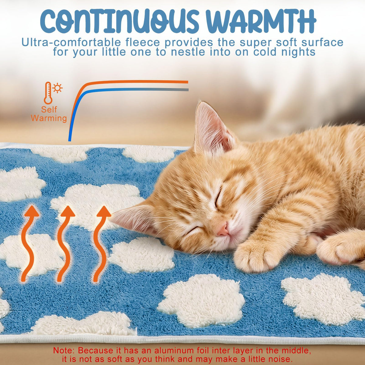 2 Pcs Self Warming Cat Bed Heating Dog Pad Mat (24x18)