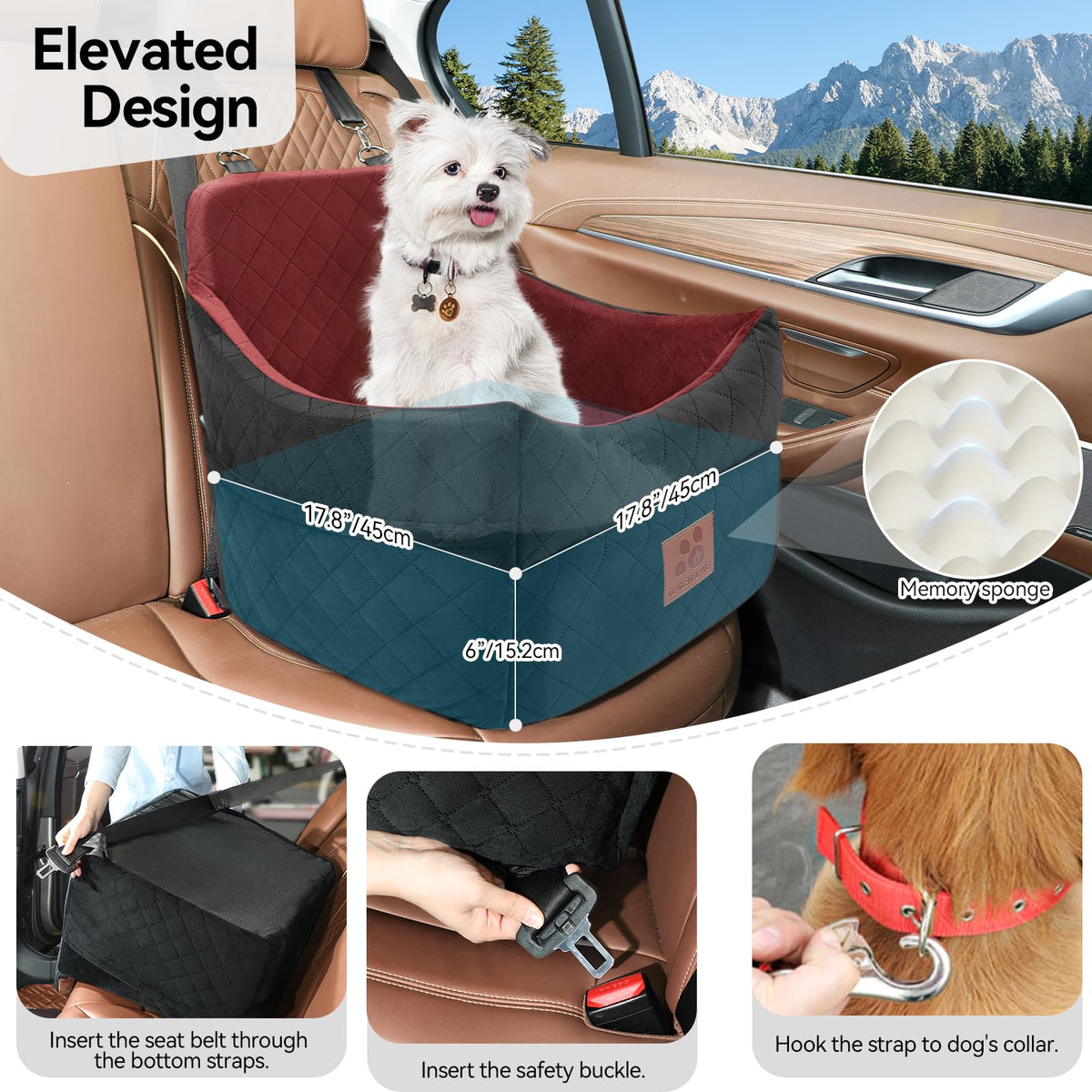 Dog Car Seat for Small (Black/Red)