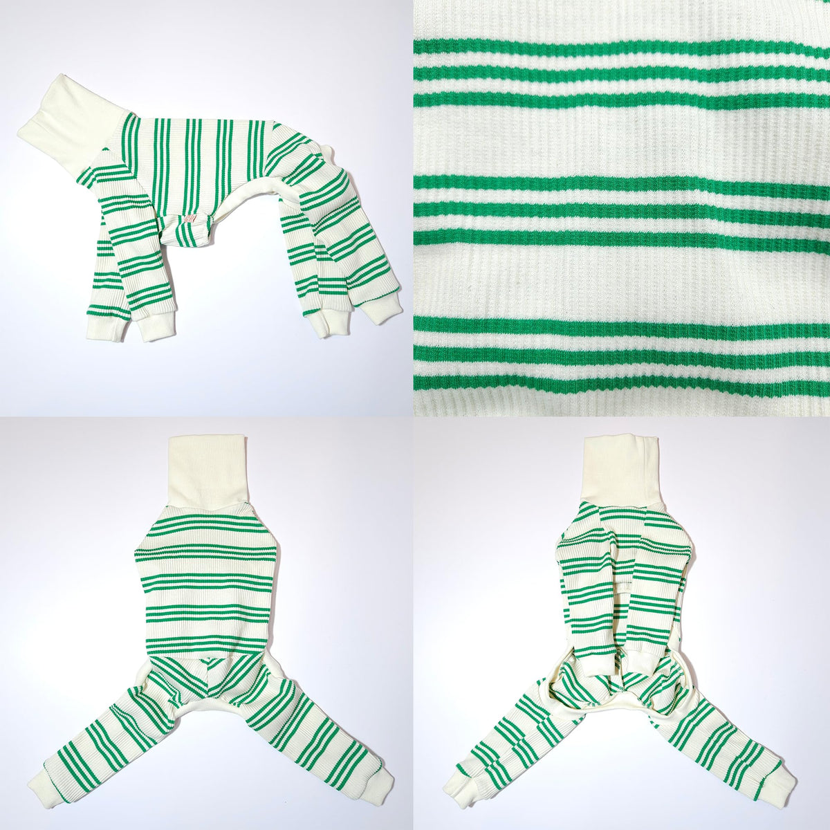 D Doggy Star Italian Greyhound Clothes Soft Stretchy Onesie Refined Stripe Outfit Whippet for Dog Coat (3XL / Onesie Green Stripe)
