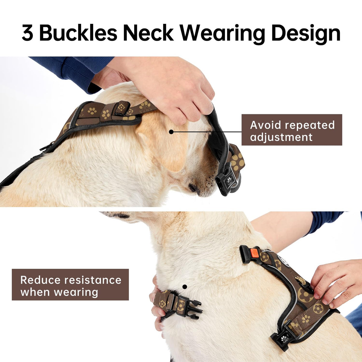 No Pull Dog Harness for Medium Dogs (Dark Brown / Medium)