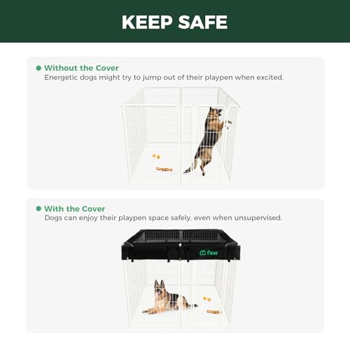 Homeplus Indoor Dog Playpen with Mesh Top Cover (White / 45"H)
