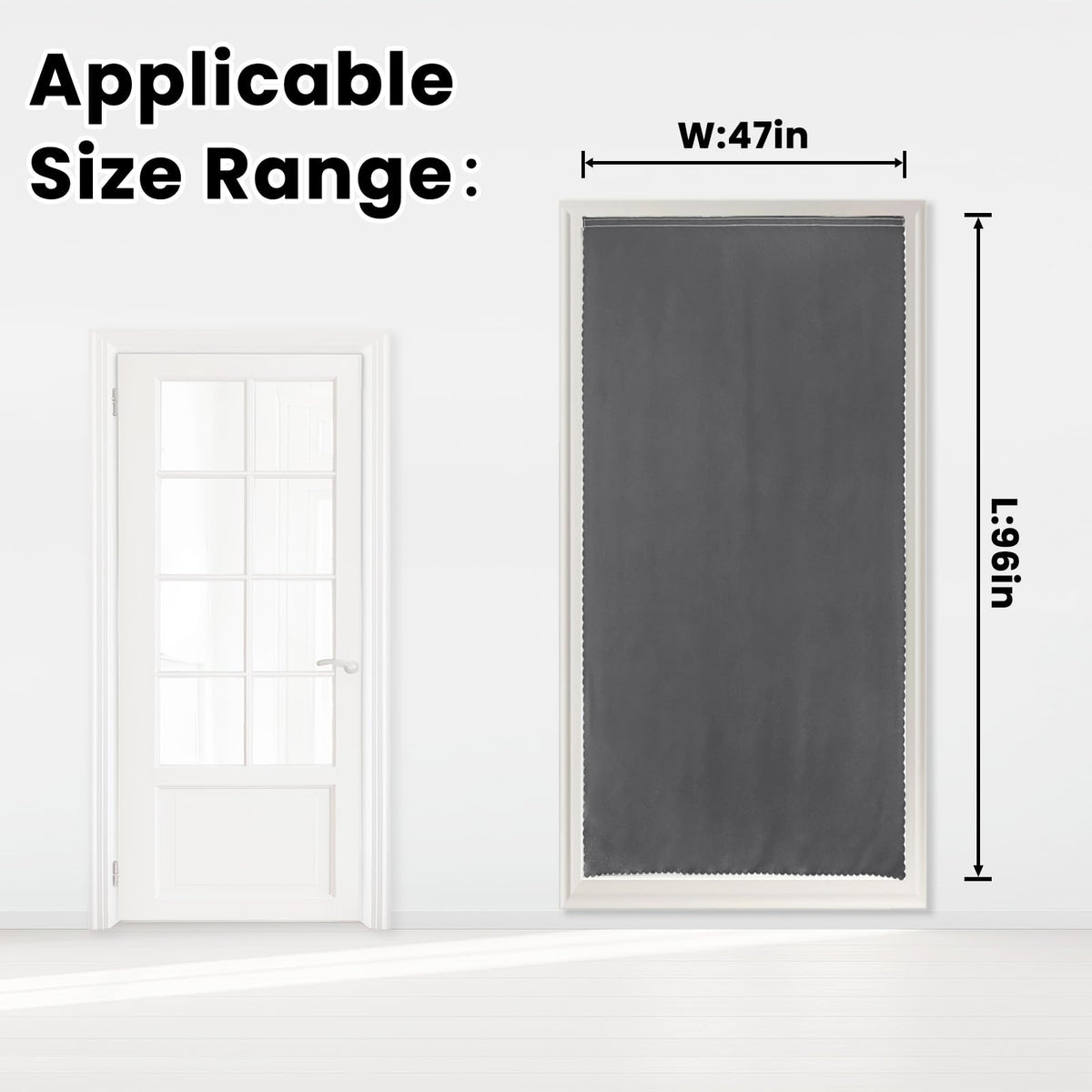 Magic Tape Blackout Curtains for Bedroom No Drillng Self Adhesive Curtains No Rod Small Window (47"W x 96"L (Pack of 1) / Grey)