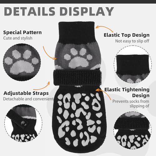 Dog Socks Shoes for Hot Pavement (Grey+black / Small(4 Pack))