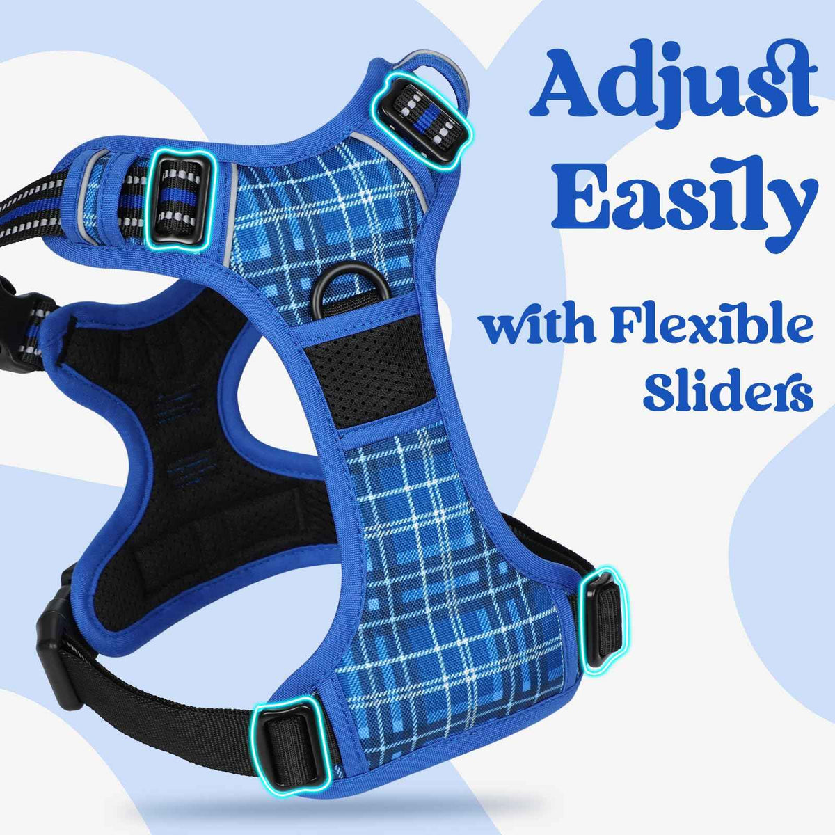 Dog Harness for Large (Blue Plaid / Large)