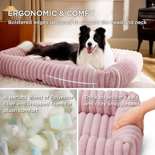 ComfyFleece® Cute XL Dog Beds for Extra Large Dogs (43.0"L x 30.0"W x 8.0"Th / Blush Pink)
