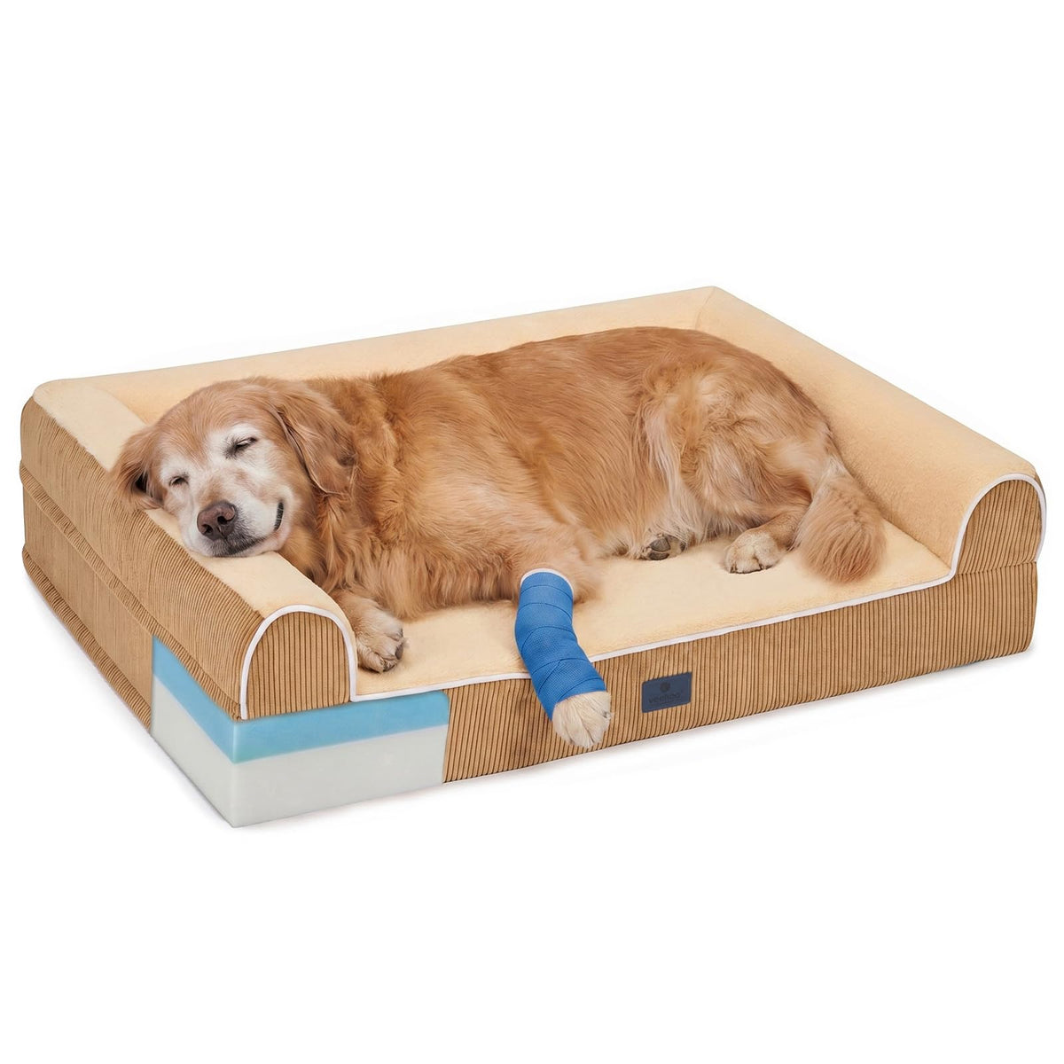 Orthopedic Dog Beds Large Sized Dog (Light Yellow / 41"L x 32"W x 10"Th)