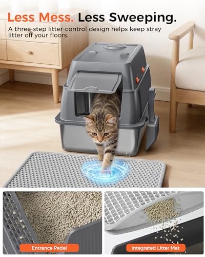 XXL Stainless Steel Cat Litter Box with Lid (Gray - 2 Pack / 23" L × 16" W × 18" H)