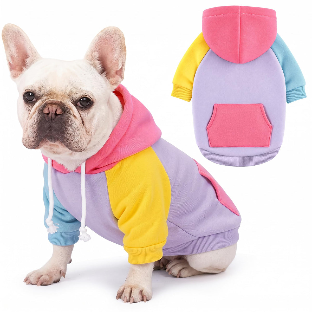 Dog Basic Hoodie Soft Dog Clothes Cold Weather Sweaters for Medium Large Dogs Cozy Fabric Warm Sweatshirt with Leash Hole for Boys (Pastel Pop / M (Back: 16.54",Chest: 22.05", 10-20lbs))