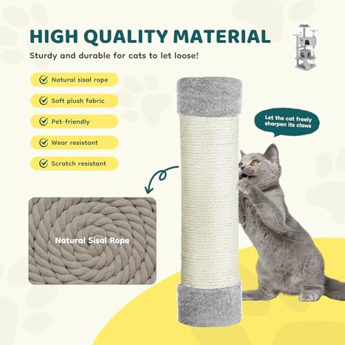 54 inch Cat Tree Tower with Scratching Posts (Light Grey / 54×19.7×19.7IN)