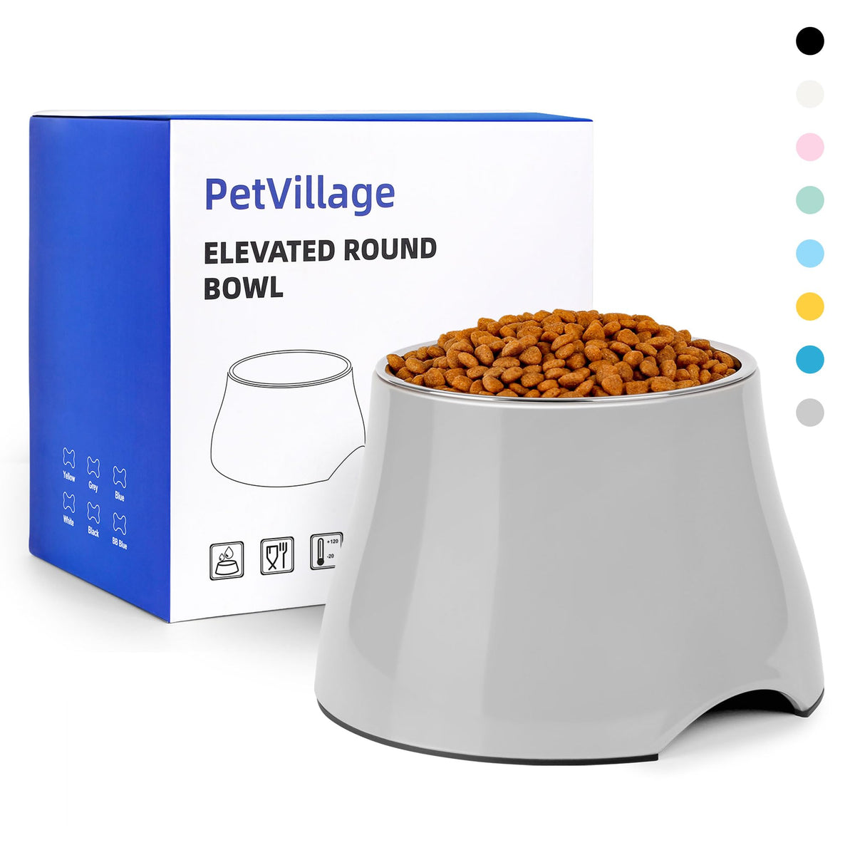 Dog Bowls Cone Friendly Non Slip Single Dog Bowl with Stainless Steel Inner (Large(3 Cups) / Gray)