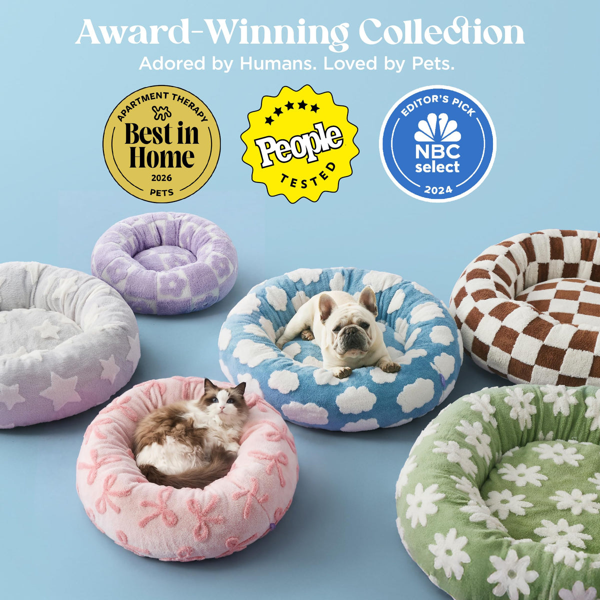 Shown on TV Jacquard Donut Cute Small Dog Beds (27.0"L x 27.0"W x 8.0"Th / Flower Garden Green)