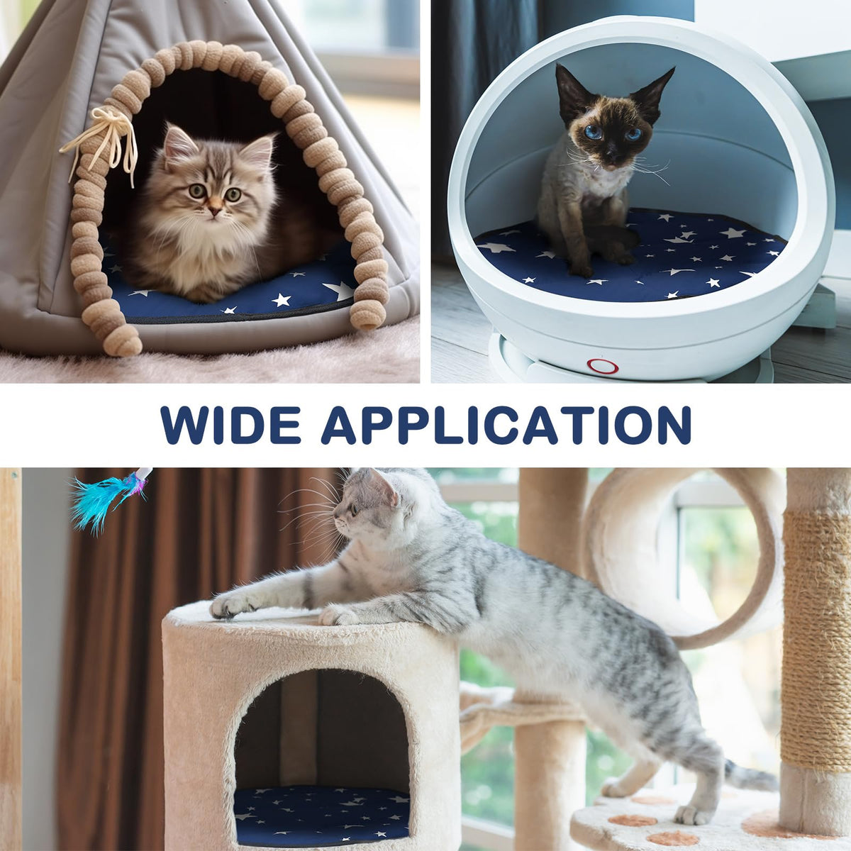 4 Pack Self Warming Cat Bed (Blue / 16'' / Round)