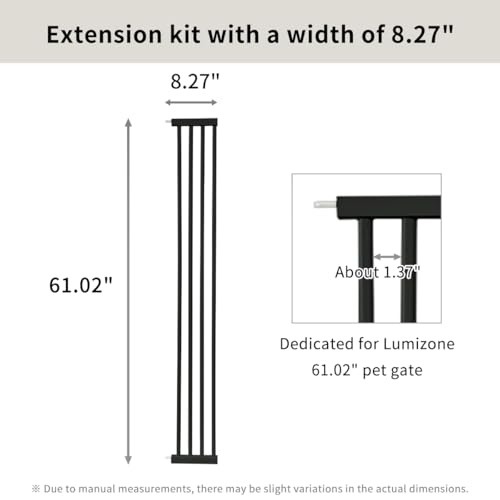 Extra Tall Cat Gate Extension Kit 61.02" High 8.27" Wide Black (61.02" H-black / 8.27" W, Extension)