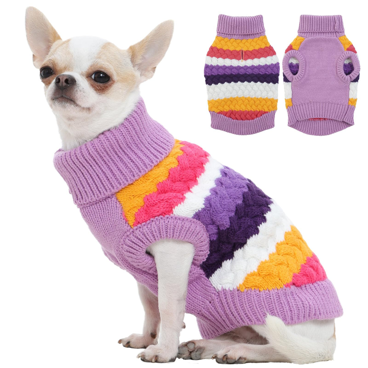 Dog Sweater Christmas Dog Sweaters for Extra Small Dogs (X-Small (Chest: 11.8''; Weight: 2 - 5LB) / Purple)