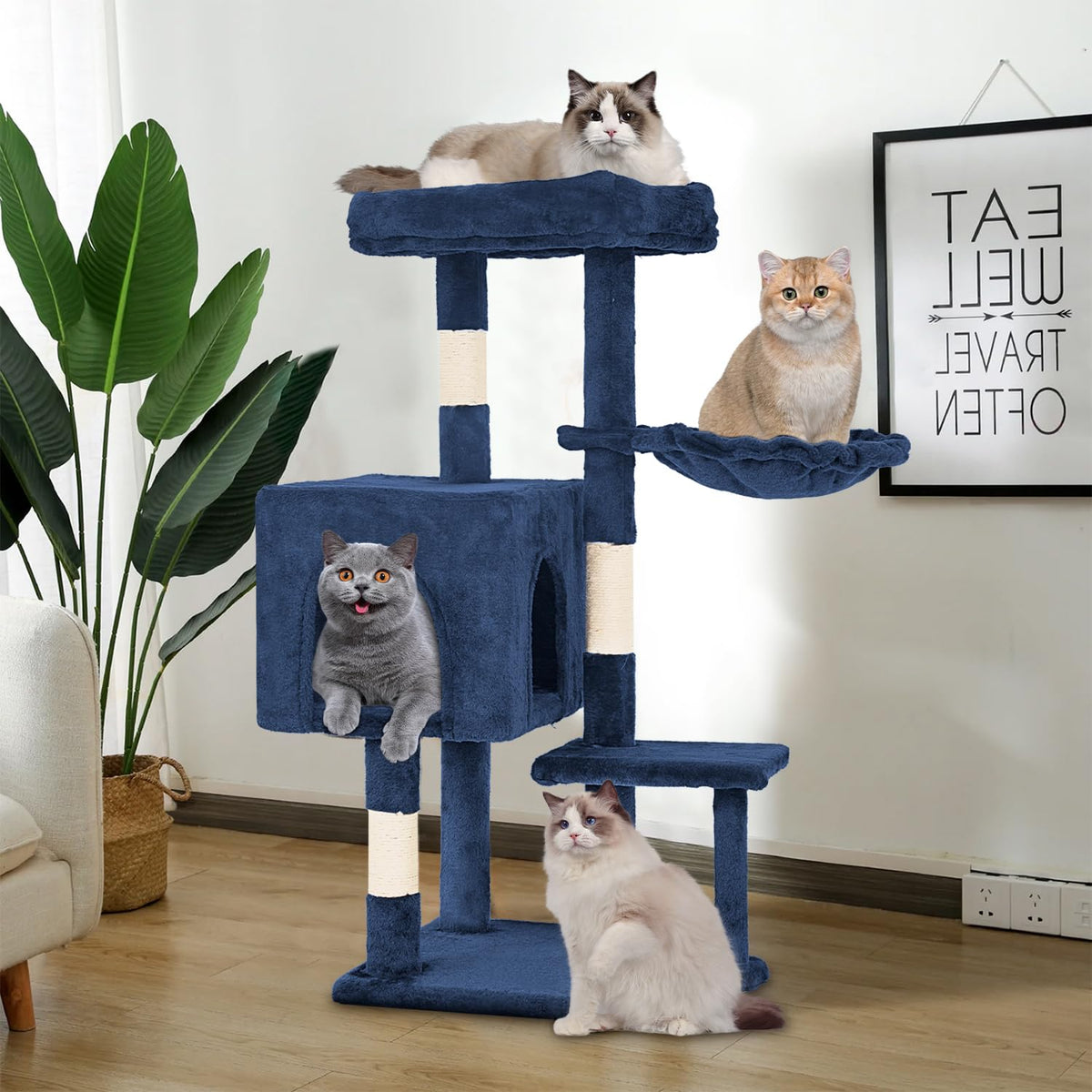 37.8" Cat Tree Tower (Navy Blue)