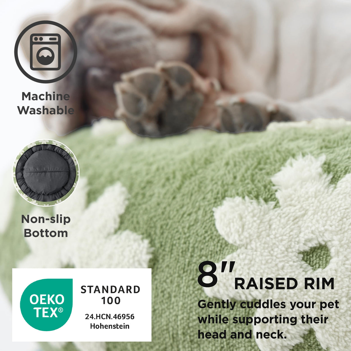 Shown on TV Jacquard Donut Cute Small Dog Beds (27.0"L x 27.0"W x 8.0"Th / Flower Garden Green)
