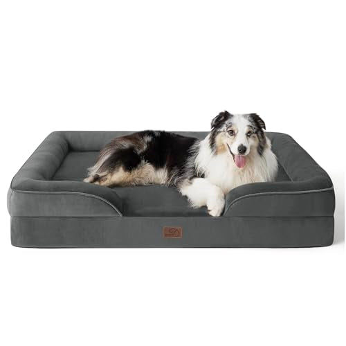 Orthopedic Dog Bed for Extra Large Dogs (Dark Grey / 42"l X 32"w X 6.5"th)