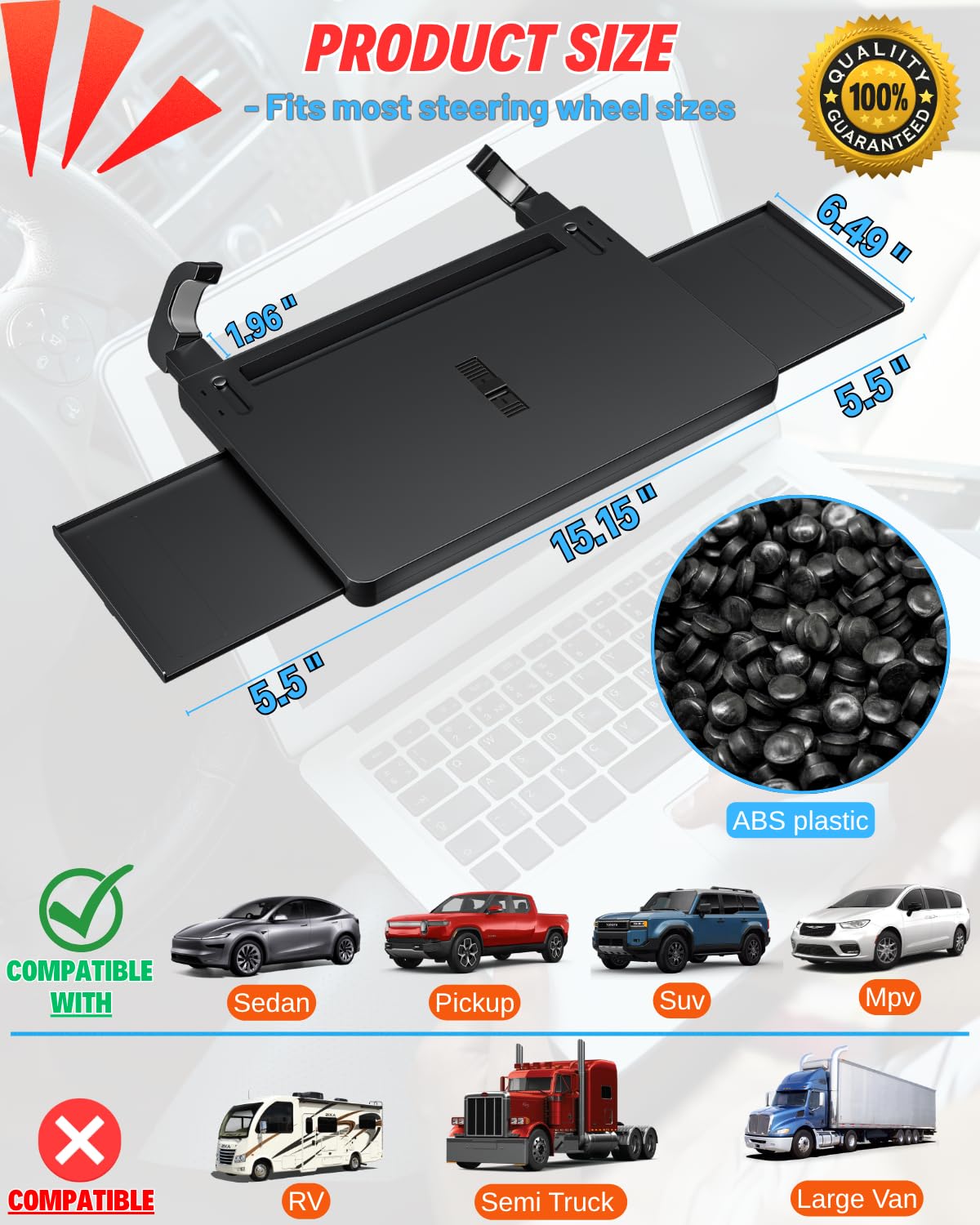 Steering Wheel Laptop Tray for Car (Car Laptop Desk)