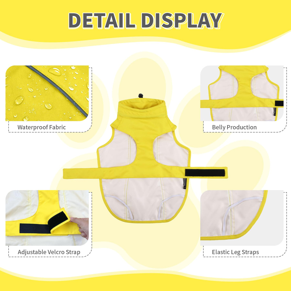 Waterproof Dog Raincoat (Yellow / Large(22-37lb))