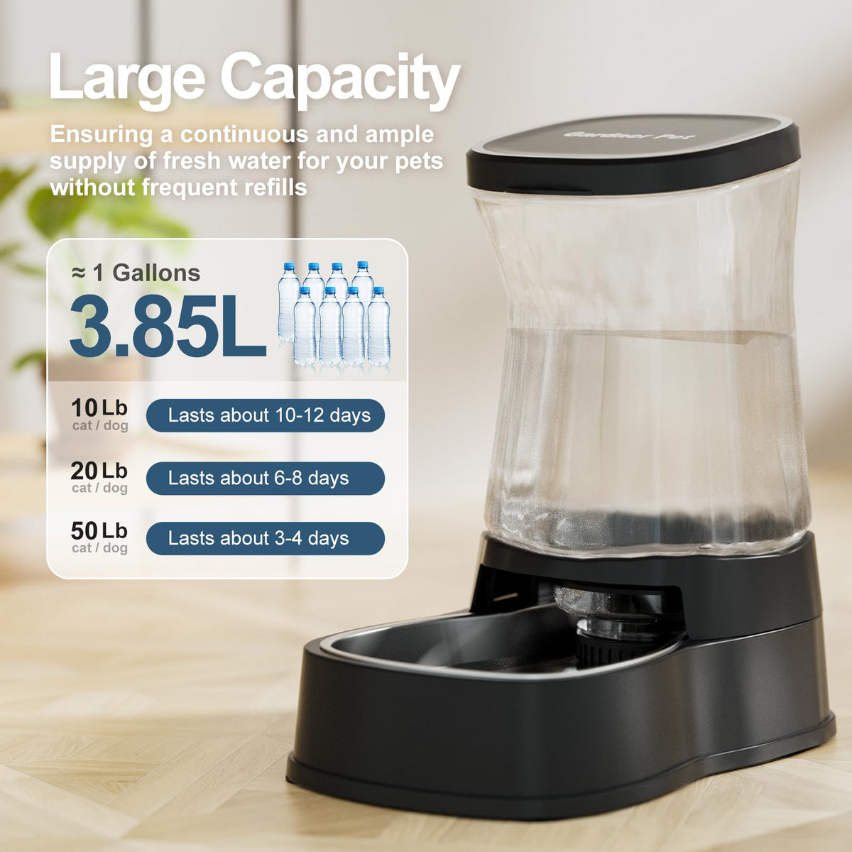 Automatic Dog Water Dispenser (Dark / 1 Gallon)