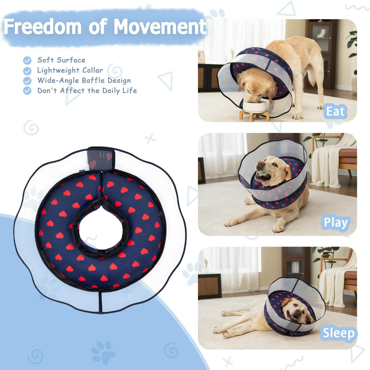 Inflatable Dog Cone Collar with Enhanced Anti (Small / Love)