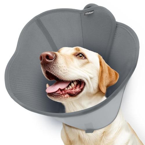 Dog Cone Collar for Large Medium Dogs (XS (Neck: 8.7-9.8") / Grey)