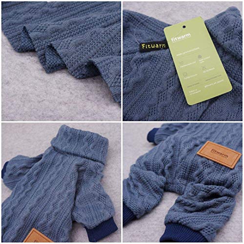 Turtleneck Knitted Dog Sweaters Winter Outfits Pet Coats Puppy Clothes Blue Extra Small (X-Small / Blue)