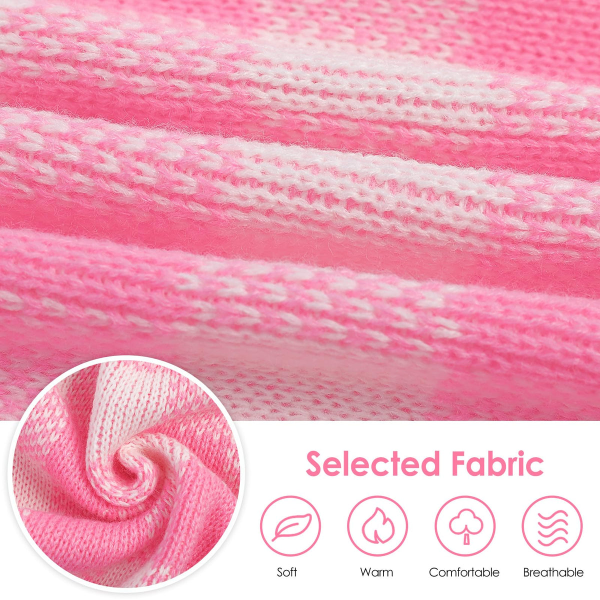 Dog Sweater Dress Plaid Knitwear for Medium Dogs Girl Christmas Clothes (Pink / Medium)