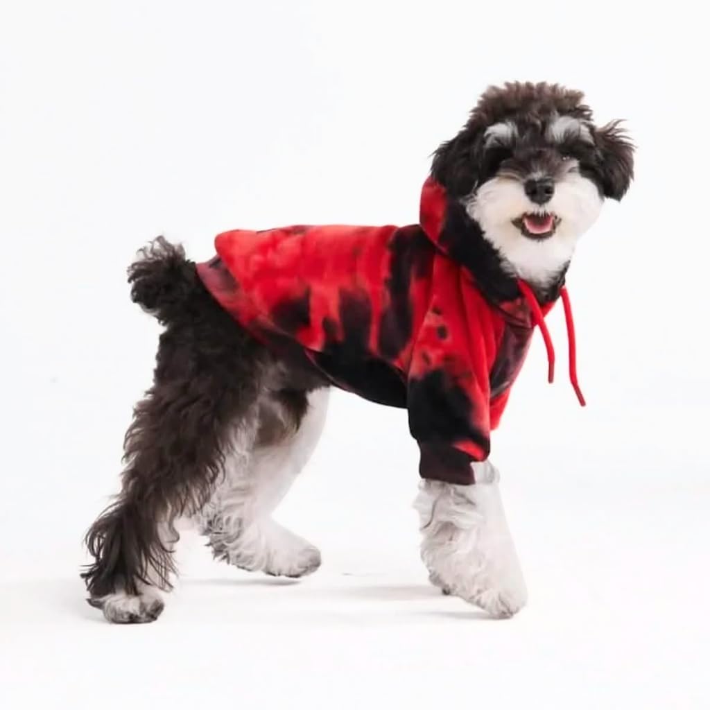 Dog Hoodie Buttery (Red & Black / Medium)