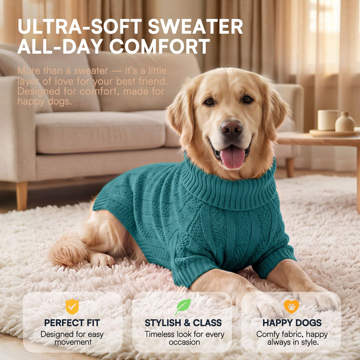 XL Dog Sweater (X-Large / Peacock Blue)