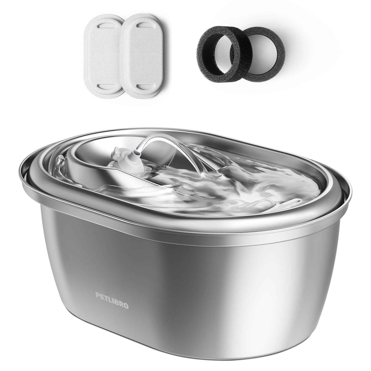 Stainless Steel Cat Water Fountain (Metal / 3L + 2 Filters)