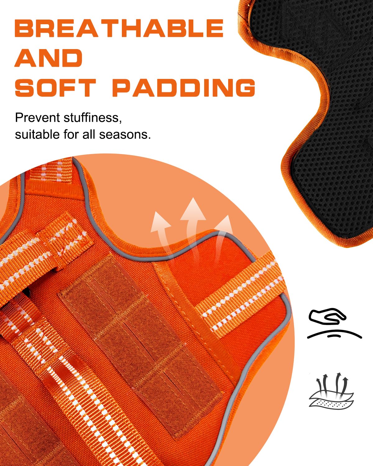 Dog Harness Medium Sized Dog (Orange / M(Neck:17-23",Chest:22-32"),35-50 lbs)