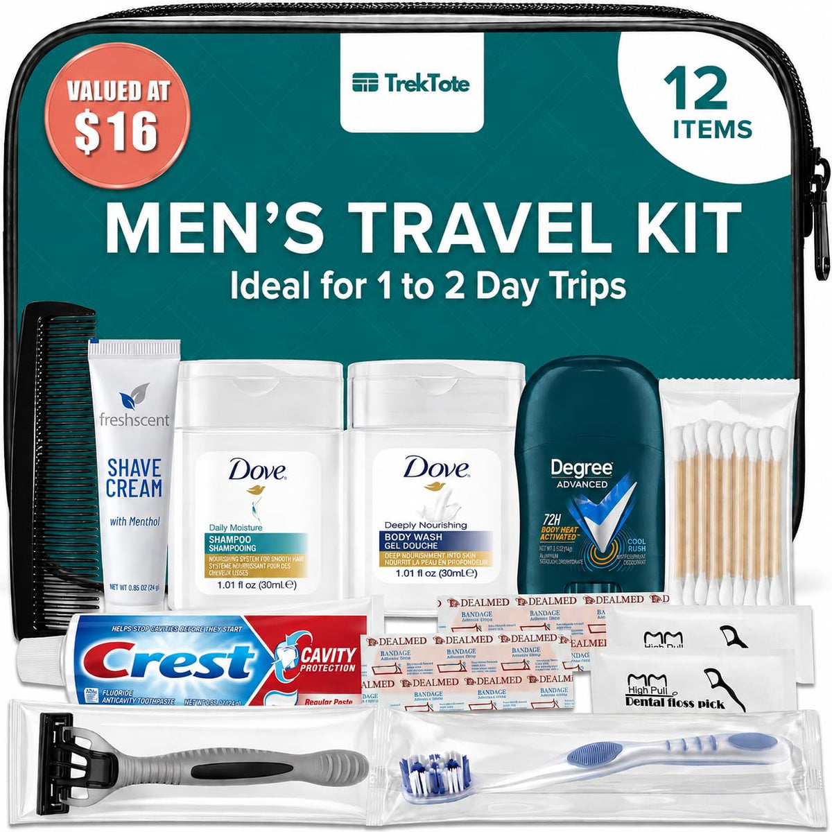 Mens Travel Kit Travel Essentials TSA Approved Toiletry Bag & Toiletries (1 Pack)