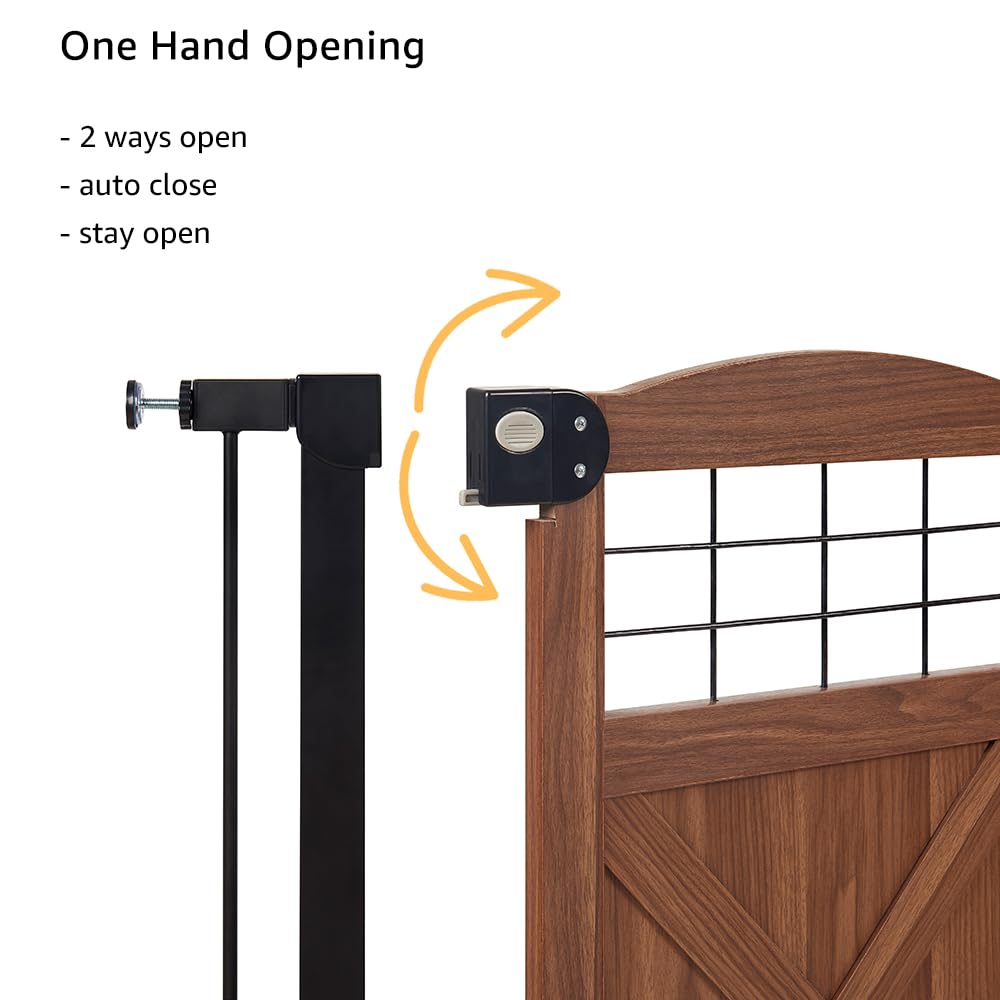 Farmhouse Barn Door Dog Gate (Walnut / 39" Tall)