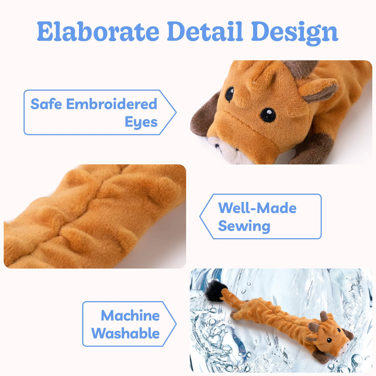 Dog Squeaky Toy (Large / Bubble Plush-Cow)
