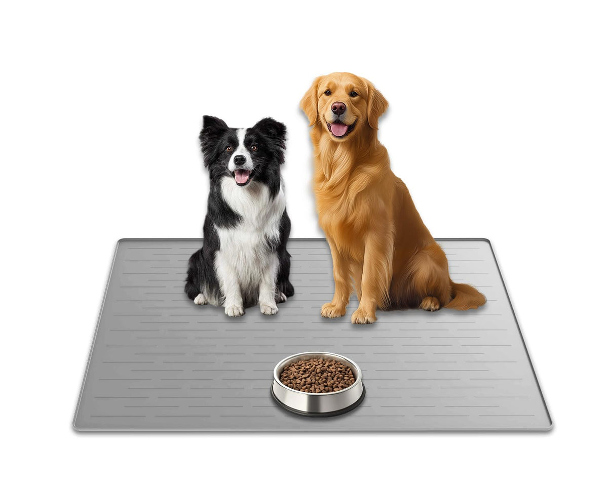 31.8"x23.8" Extra Large Pet Food Mat (Gray White / 31.8"L x 23.8"W)
