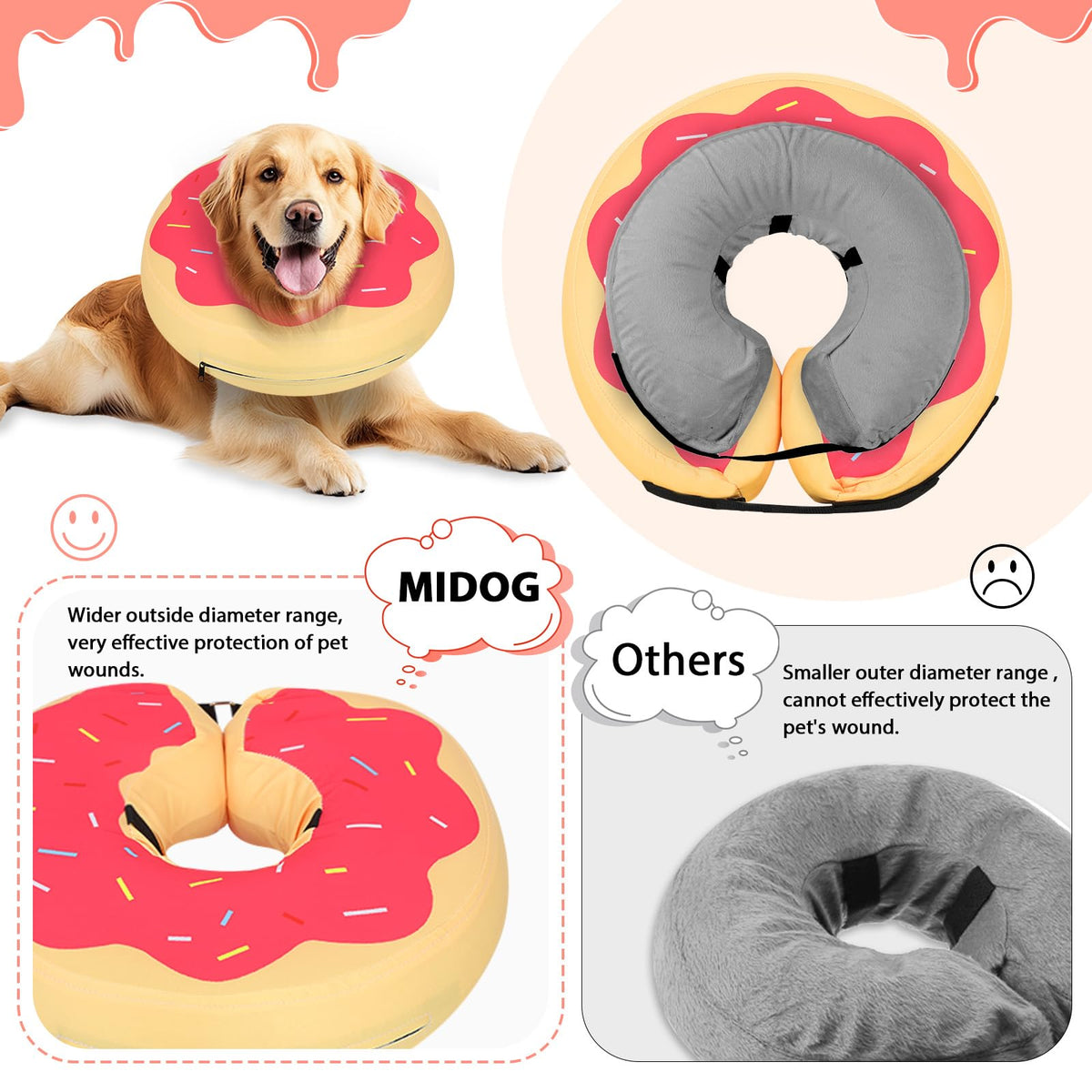 Inflatable Dog Cone (DarkPink / M(12"-15"))