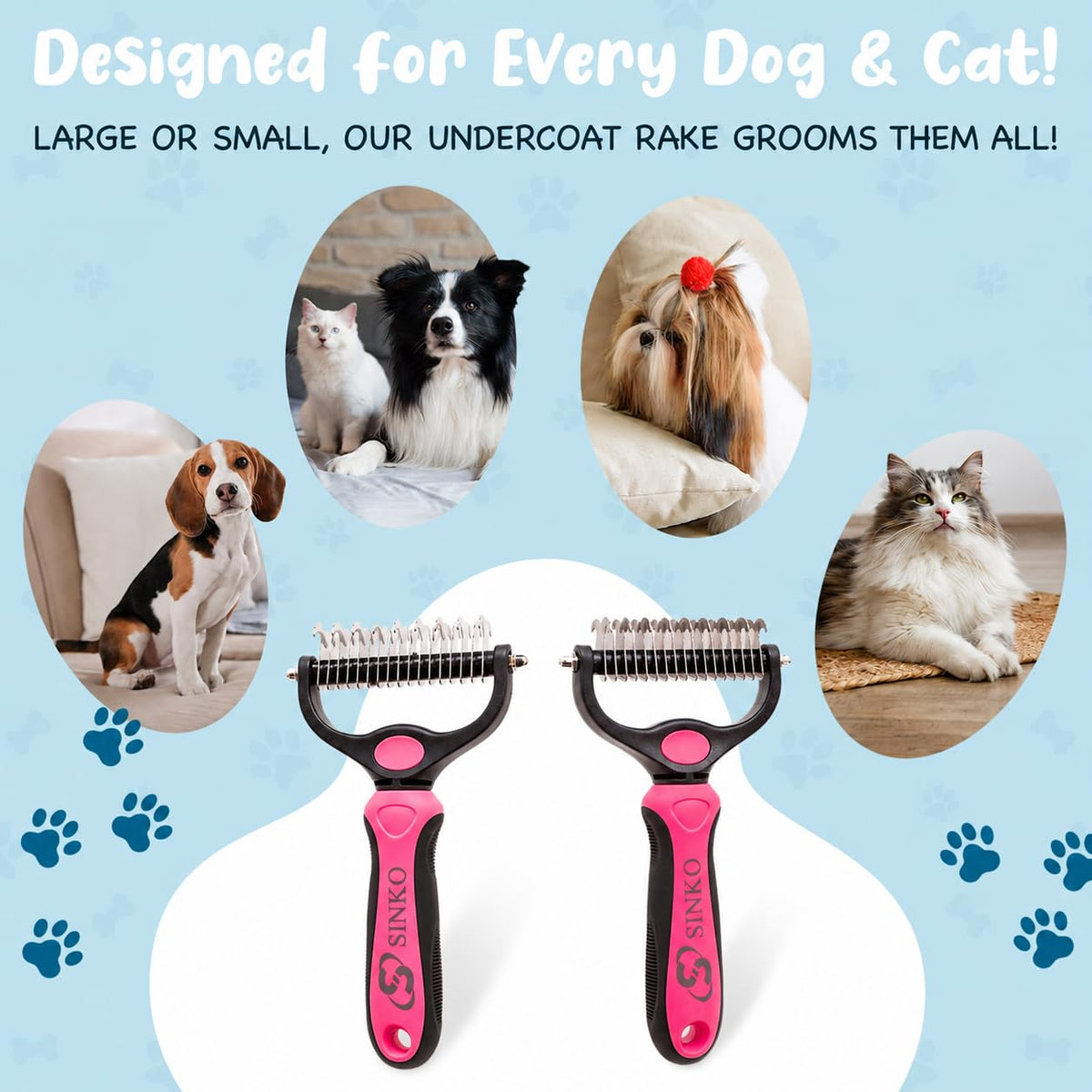 Shedding Brush For Dog and Cat (Pink)