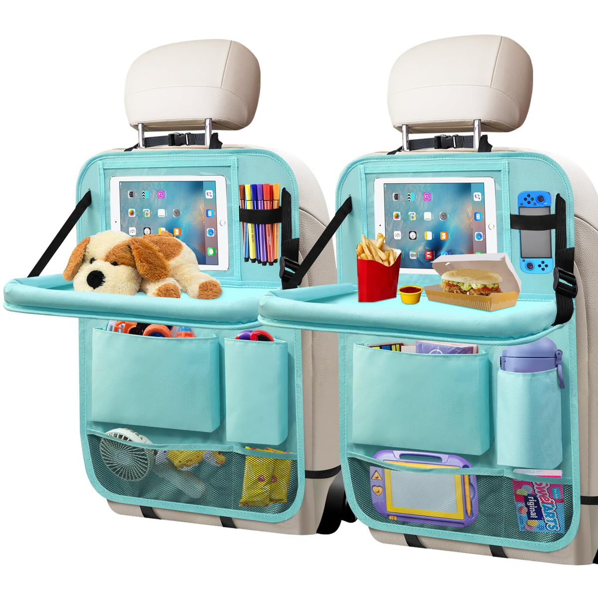 Backseat Car Organizer with Tablet Holder (2Pack / Blue)