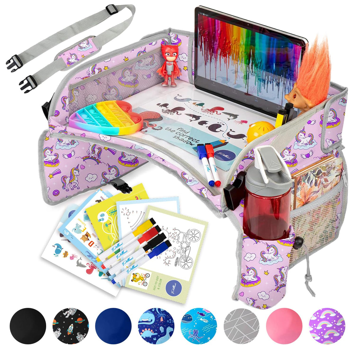 Kids Travel Tray for Car (Pink Unicorn)