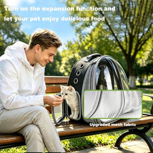 Expandable Pet Backpack 14"×15"×16.5" Cats Dogs Carrier Bag (Front Expandable-Black / 14.0"L x 15.0"W x 16.5"H)