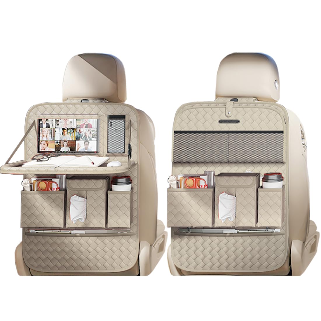 Car Seat Organizers (Woven Beige / 2 Pcs)
